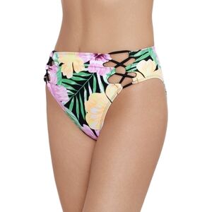 NWT NWT O'Rageous Juniors' Medium Floral Tropics High Waist Swim Bikini Bottom